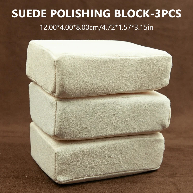 SEAMETAL 3pcs Car Detailing Suede Sponge Polishing Applicator Use With Ceramic Coating for Car Paint Metal Rubber Glass Cleaning