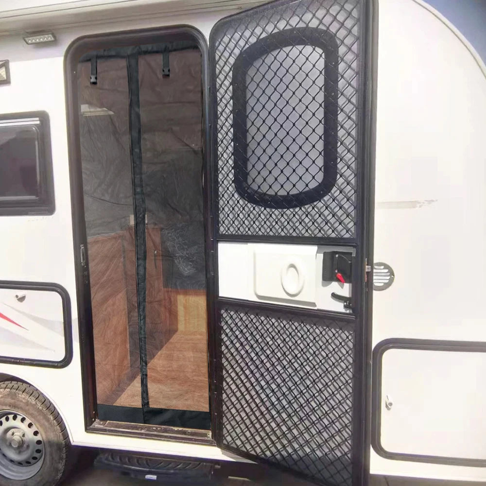 RV Entrance Entry Door Mosquito Insect Bugs Net Privacy Curtain Caravan Magnetic Screen Door Mesh Camping Accessories for Fiamma