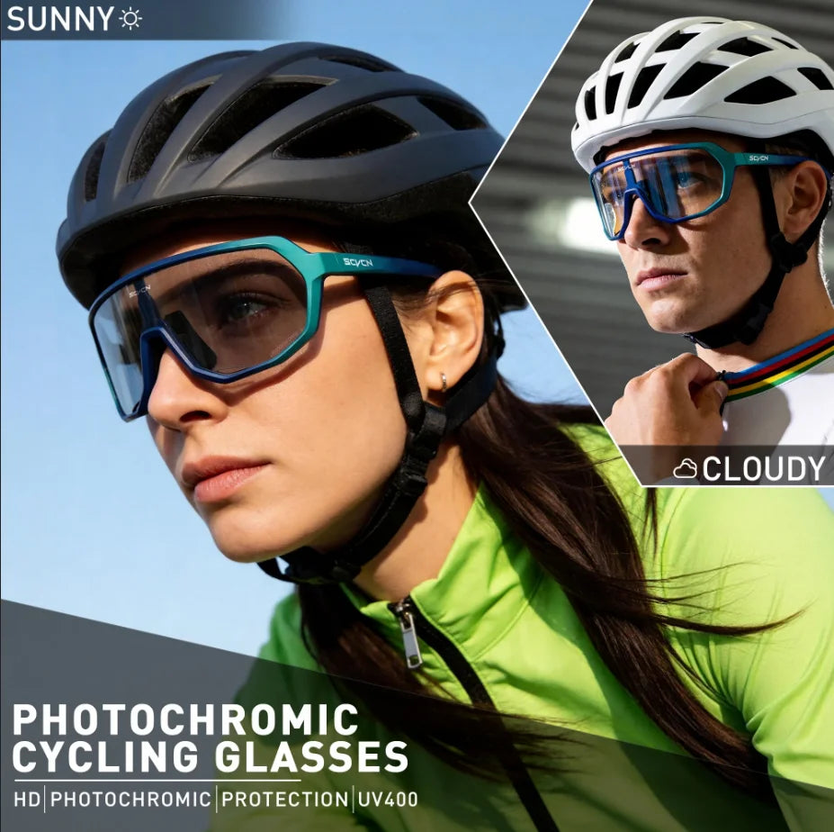 SCVCN HD UV400 Photochromic Hiking Sunglasses Outdoor Sports Stylish Cycling Glasses Running Rock Climbing Driving Sunglasses