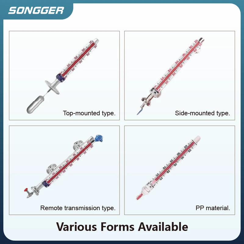 Side Mounted Magnetic Flip Level Gauge for Tanks Direct Reading Float Indicator SS304 316L PP PVC PTFE 80℃ 1.6MPa Custom Length