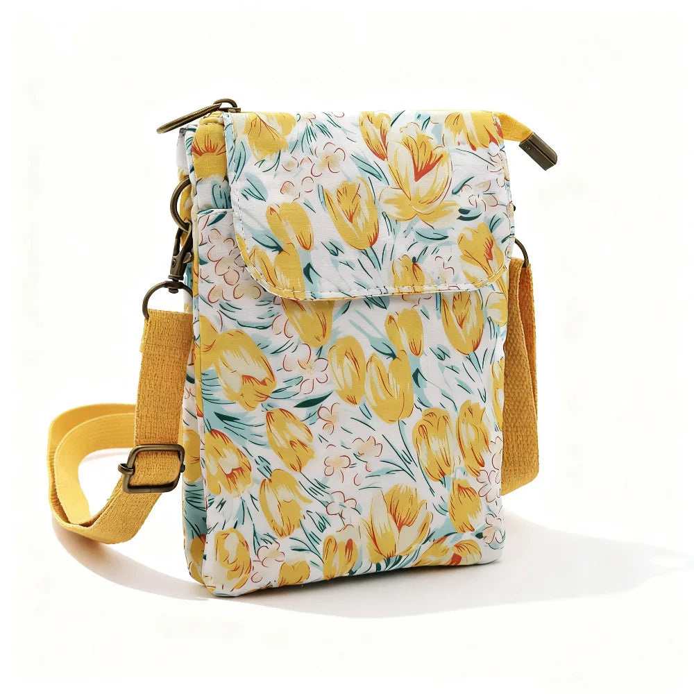 Fresh countryside fabric crossbody phone bag - floral five-layer crossbody women's bag