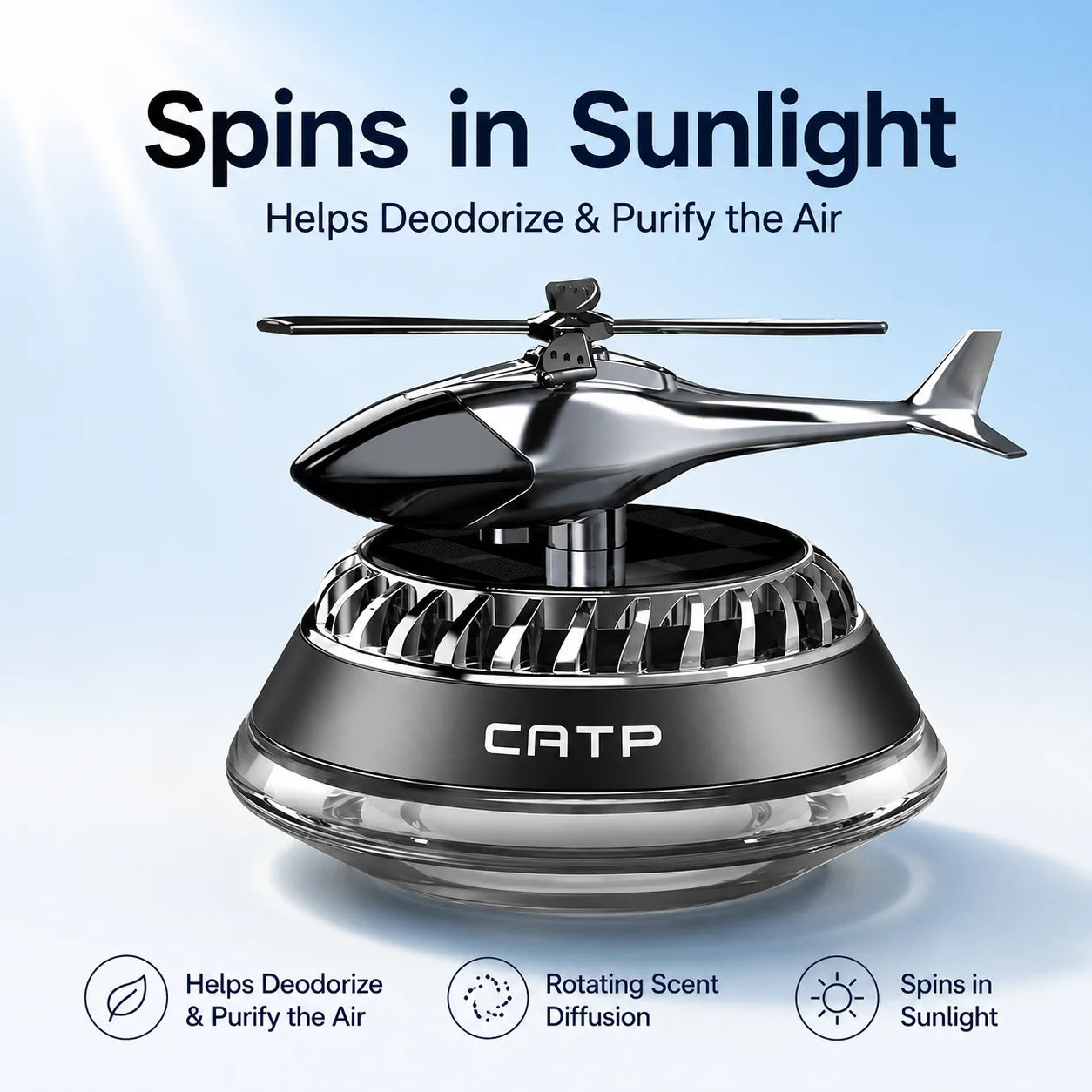 Solar-powered Car Air Freshener Helicopter-style Car Perfume Car Fragrance Odor Remover Long-lasting Light Scent