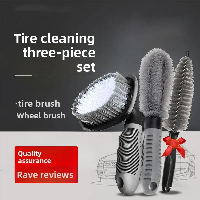 Car Wheel Brush Kit Tire Rim Cleaning Brush Set Heavy Duty Scrubber for Rims and Tires with Extendable Handle Car Wash Tool