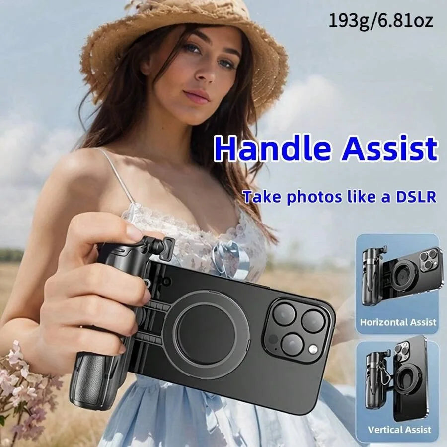 P15MiNi-C Upgraded Magnetic Model: Portable, multifunctional selfie stick, ideal for travel, live streaming, and selfies; smartphone tripod; made of aluminum alloy and ABS; 47.5 cm / 18.7 inches; 193 grams; Type-C charging wi