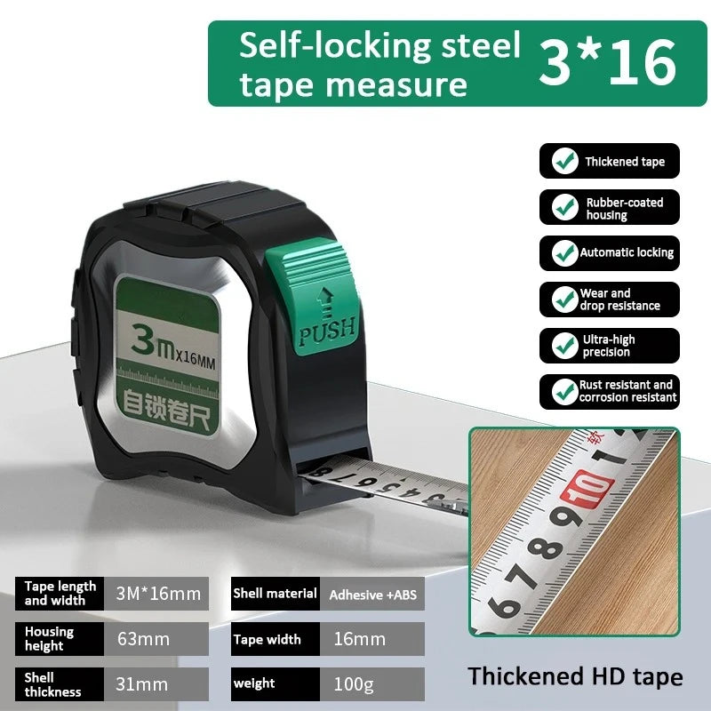 Measuring Tools Self-Locking Tape Measure Measure Thickened Metric Tape High Precision Steel Tape Measure Wear-resistant Ruler