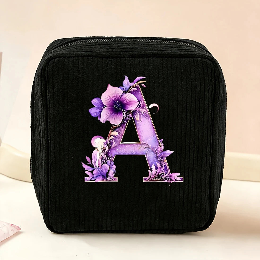New Fashionable Purple Letter-Patterned Sanitary Napkin Storage Bag, Multifunctional Portable Travel and Daily Storage Bag, Ideal Gift Choice for Girls