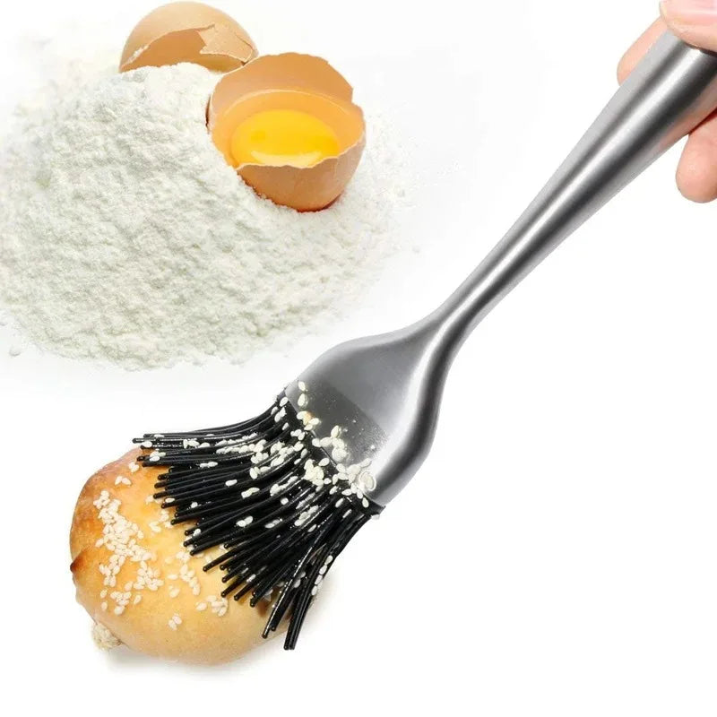 Silicone BBQ Brush BPA Free Basting Pastry Brush with Stainless Steel Handle Barbecue Turkey Oil Brush for Grilling