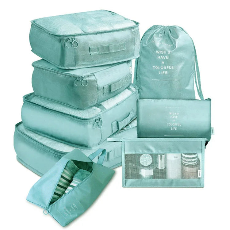8Pcs Travel Organizer Storage Bags Wardrobe Cube Suitcase Packing Cubes Set Storages Luggage Clothes Shoe Pouch Folding