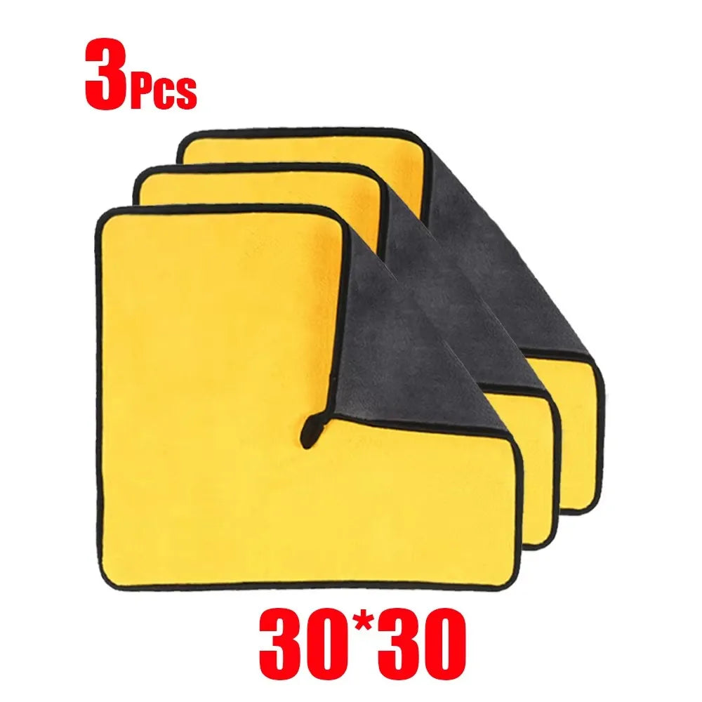 1/5/10/20pcs Microfiber Cleaning Towel Thicken Soft Drying Cloth Car Body Washing Towels Double Layer Clean Rags 30/40/60cm