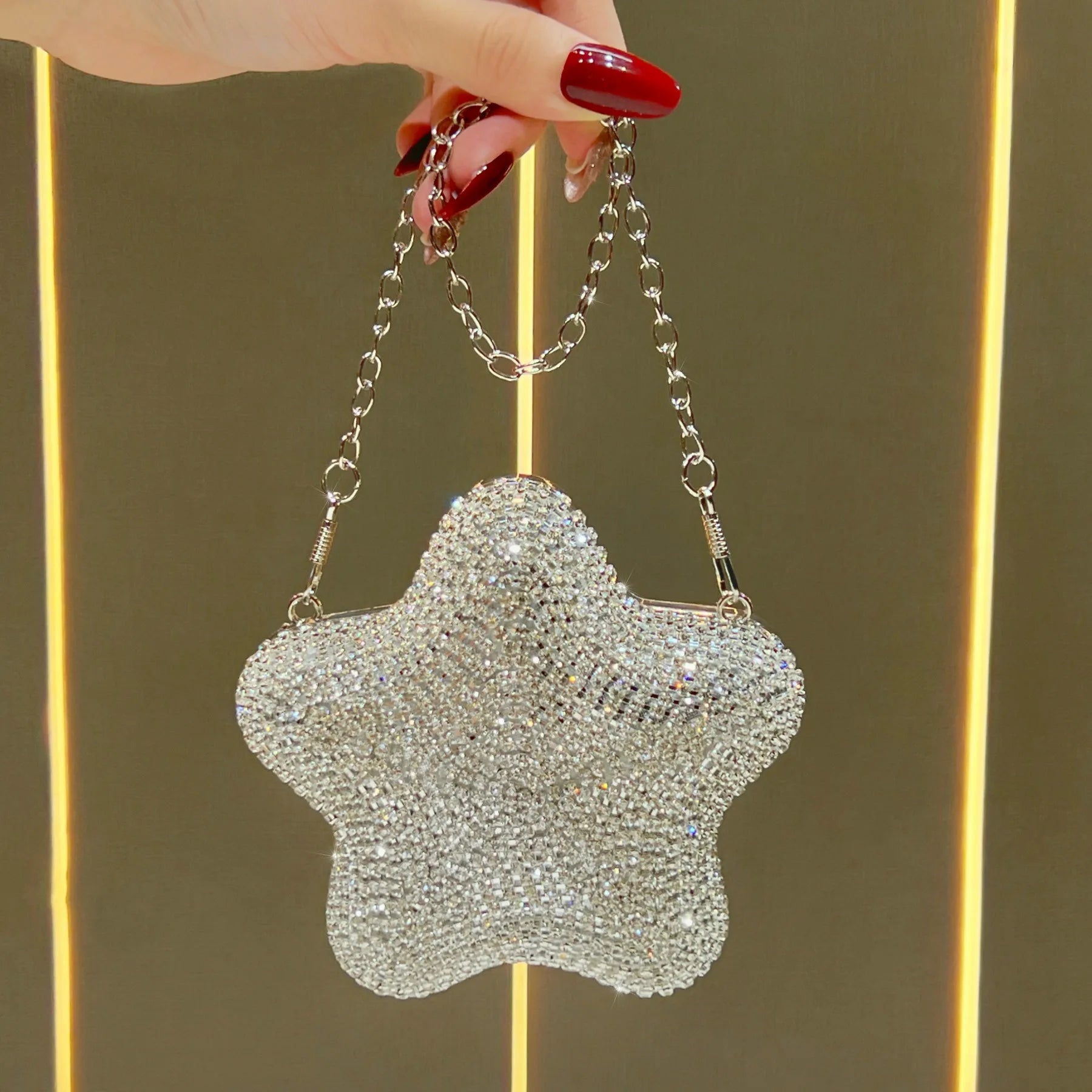 New five-pointed star handbag exquisite diamond-encrusted versatile handbag lipstick bag women's chain bag