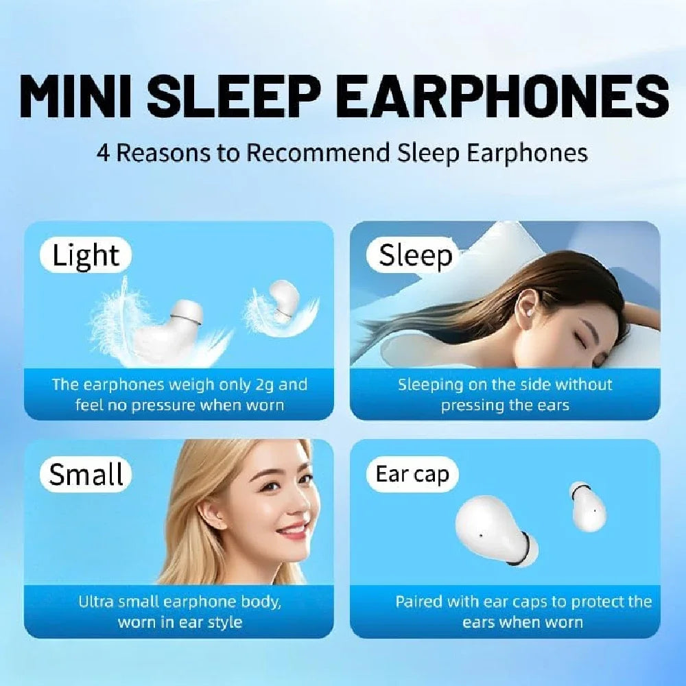 Mini Invisible Earbuds Sleep Headphones Bluetooth 5.4 Earphones TWS Wireless HIFI Stereo Noise Reduction Waterproof Heasets