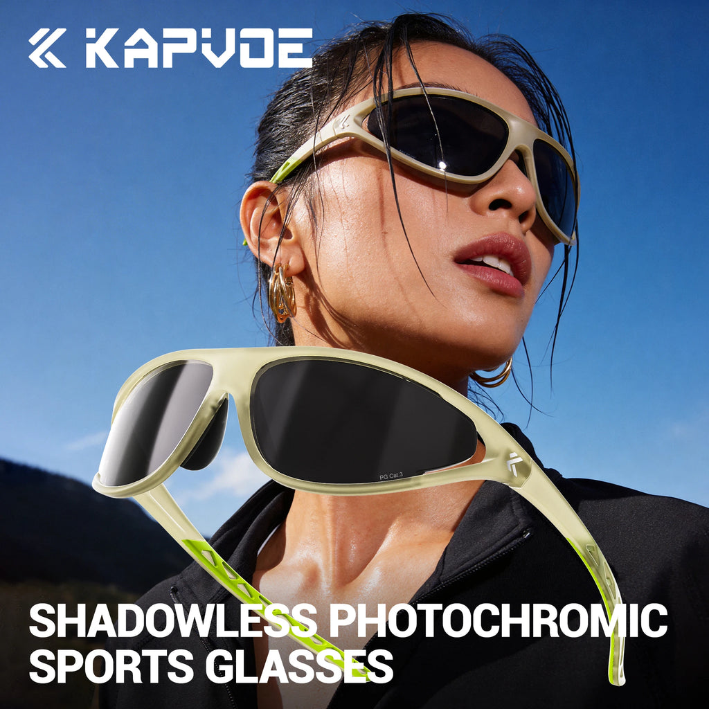 Kapvoe New Fashion Cycling Sunglasses Men Photochromic Glasses Mountain Running Hiking Eyewear Sports UV400 Climbing Goggles