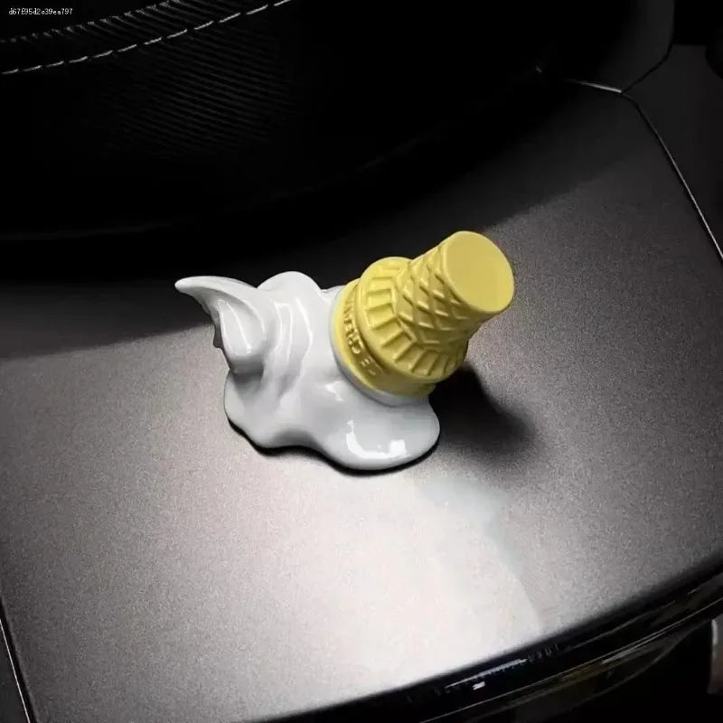 1pcs Car Decorative Accessories: Ice Cream Cone Hanging Ornament for Cars and Electric Vehicles - Creative Decorative Item
