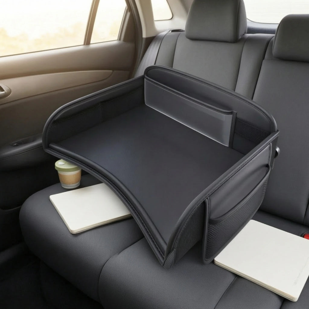 Car Back-Seat Tray Table Child-Friendly-Friendly in-Vehicle Activity Tray with Mesh Pockets Easy to Install Non-Slip