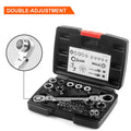 12-in-1 Flex-Head Ratcheting Wrench Set & 24-in-1 Screwdriver Set, Double Box End Wrench 8-19mm,1/4" Drive Adapter,with Tool Box