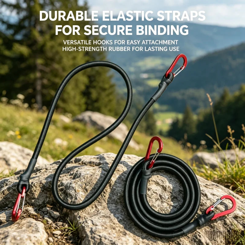 Heavy Duty 8mm Elastic Bungee Cord with Safety Hooks for Camping Tent Suitcase Bicycle Cooler Secure Cargo Tie Down 60/120cm