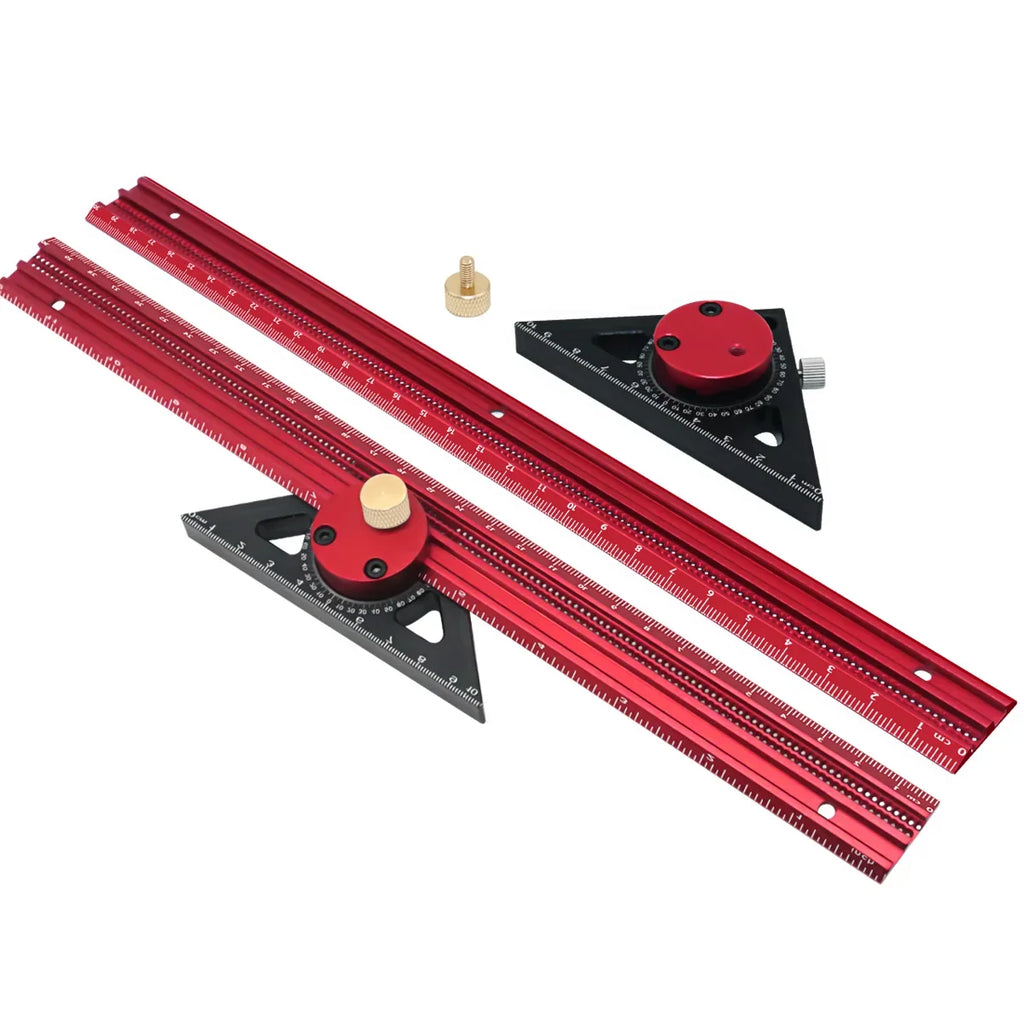 T-Type Woodworking Line Ruler 360 Degree Combination of Triangle Ruler and Straightedge Carpenty Marking Gauge Layout DIY