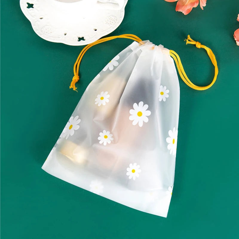 10Pcs Transparent Waterproof Travel Cosmetic Bag Towel Socks Plastic Drawstring Storage Bag Bathroom Transparent Beach Bag