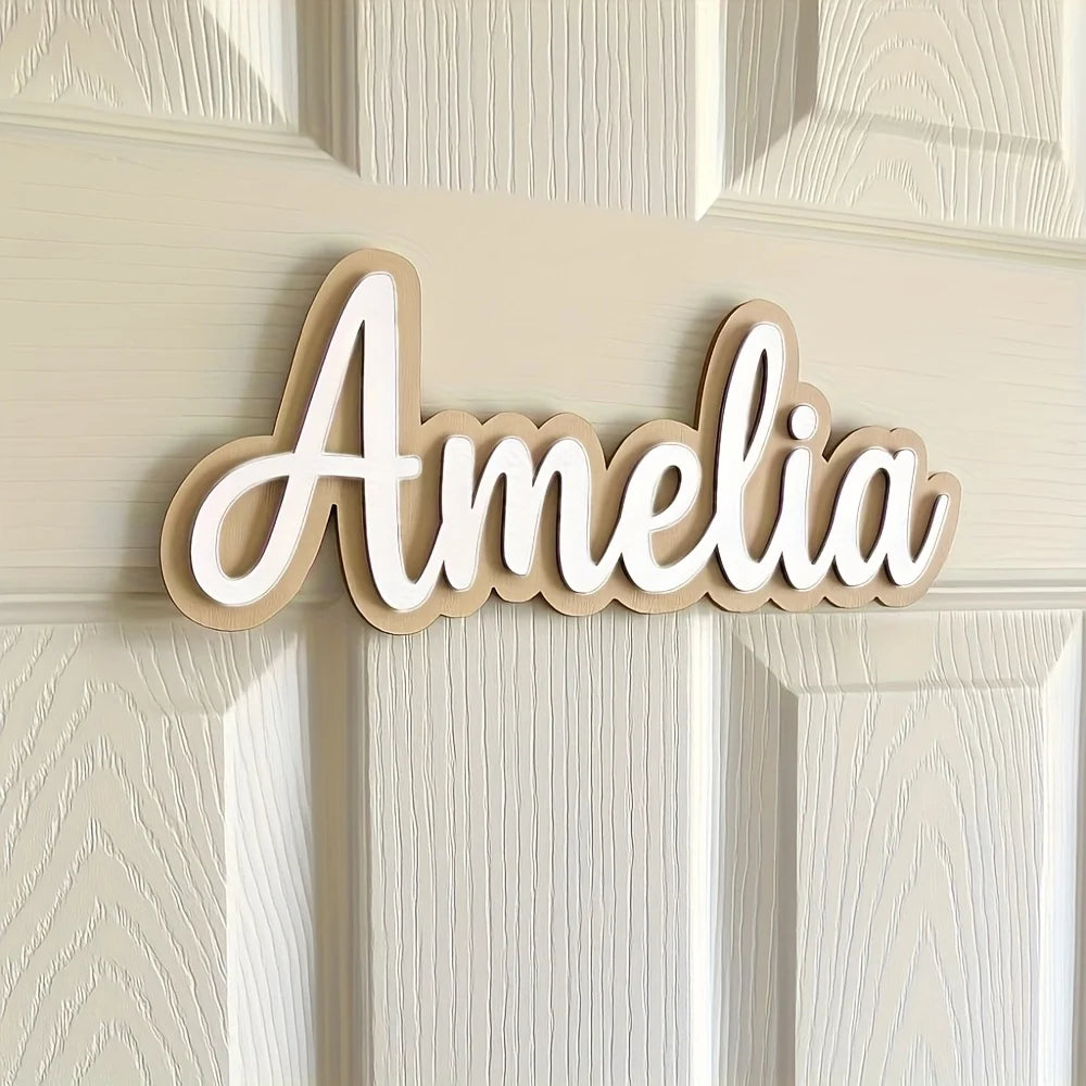 [2D Plane]1pc customized personalized signs, apartment number signs, nursery wall name signs, bedroom name wooden signs