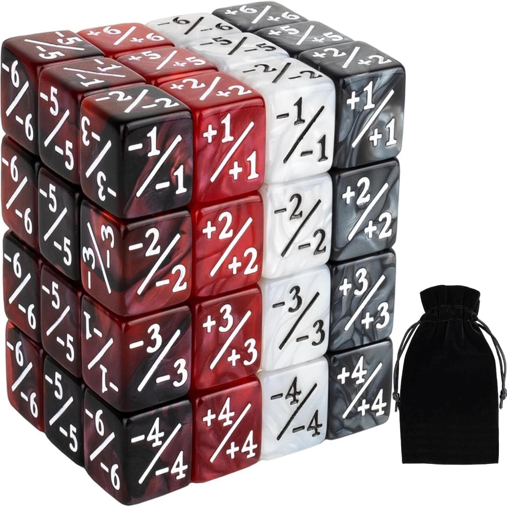 48 Pieces Magic Counter Dice Plus 1 MTG Counters Dice Set Marble Life Buff Tokens D6 Dice Compatible with Magic The Gathering