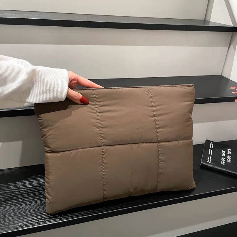Korean Cross Border Puff  Laptop Bag  for Macbook Shockproof Hand Carry Clutch Bag Comfortable and Versatile Texture Pillow Bag