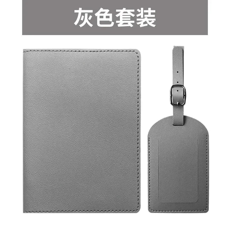 Travel PU Passport Cover Luggage Tags Wedding  Party Bussiness Gift Ticket Holder Passport Holder Case Travel Accessories Set
