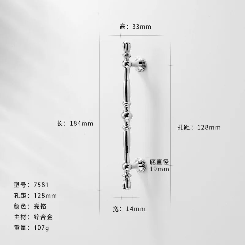 Bright Chrome Silver Wardrobe Door Handle Modern Minimalist Zinc-Alloy Pull for Cabinet Shoe Cabinet  Drawer Furniture Hardware