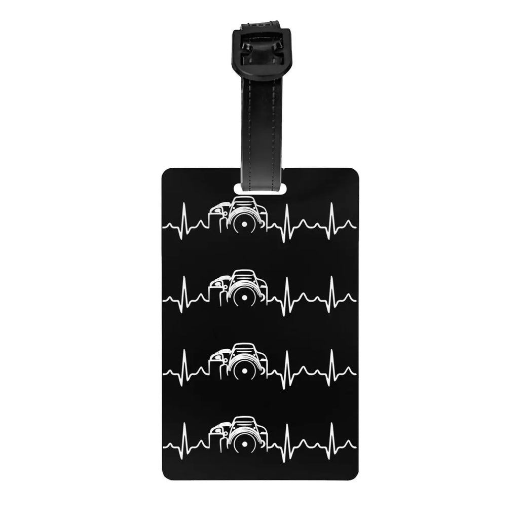 Custom Rock Guitar Heartbeat Luggage Tag With Name Card Music Singer Privacy Cover ID Label for Travel Bag Suitcase