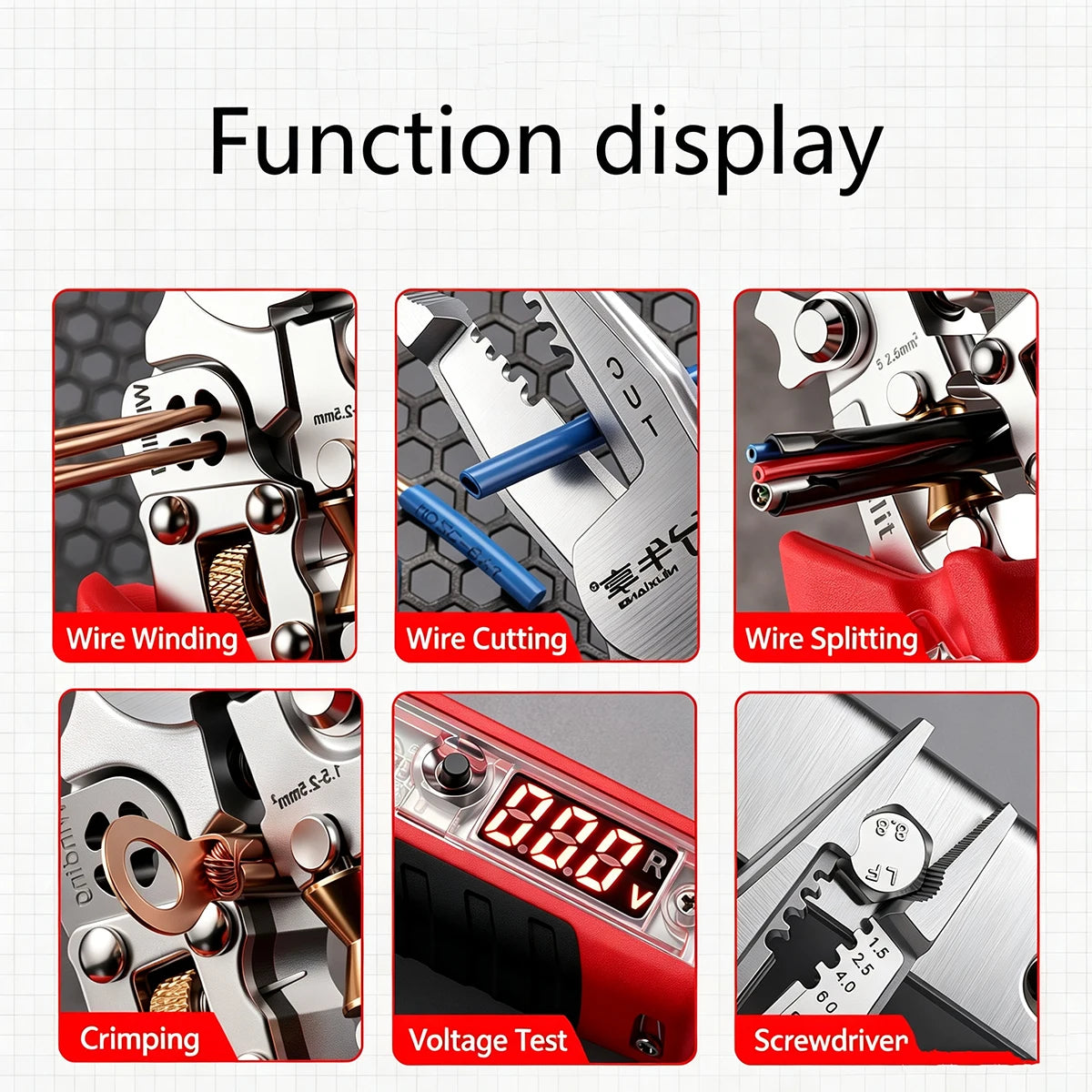 10 In 1 Rechargeable Wire Stripping Pliers With Voltage Tester Multifunctional Electrician Cutting Motorcycle Repair Tool
