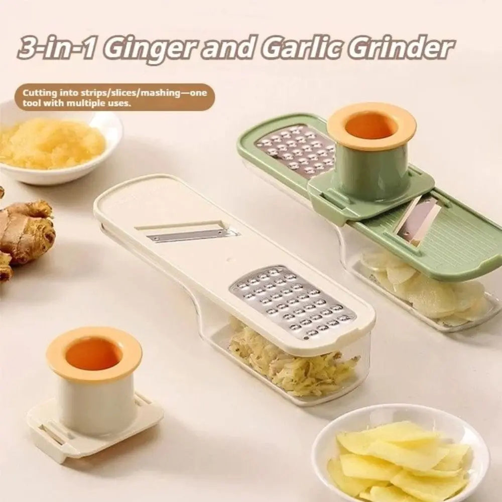 Portable 3in1 Garlic Ginger Grinder Manual Kitchen Gadget Garlic Grinder Mini Garlic Press for Crushing Spices Herbs Garlic