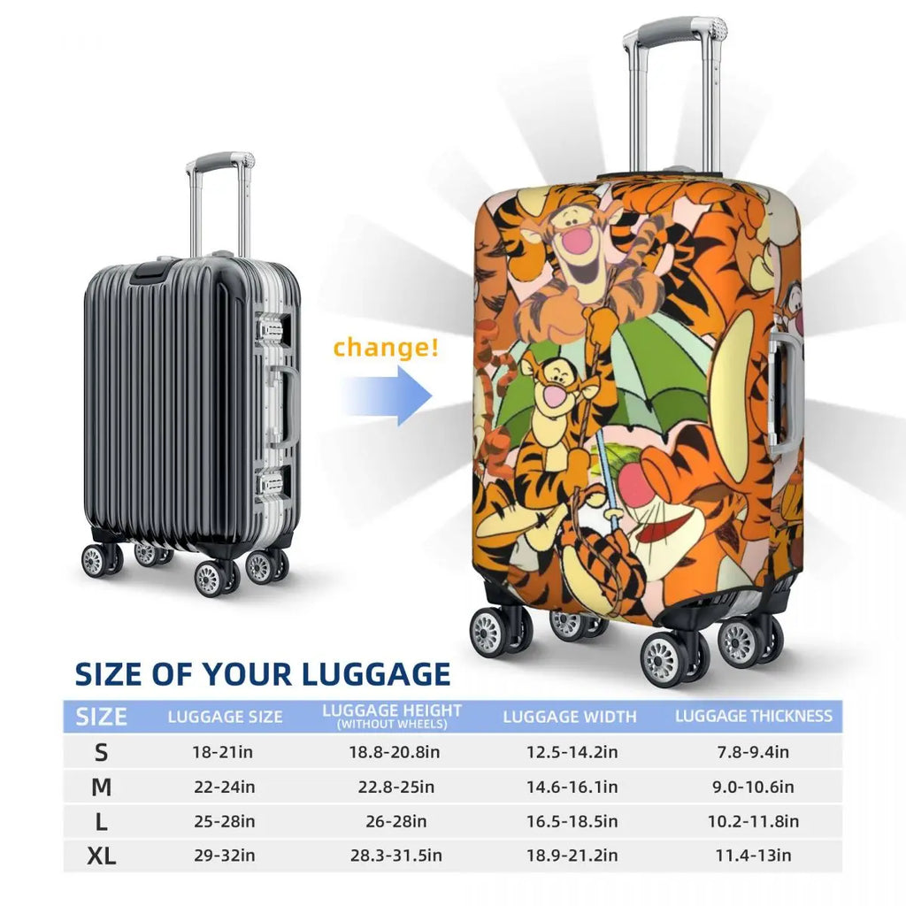 Custom My Friends Cartoon T-Tigger Pooh Luggage Cover Elastic Cartoon Travel Suitcase Protective Covers Suit For 18-32 inch