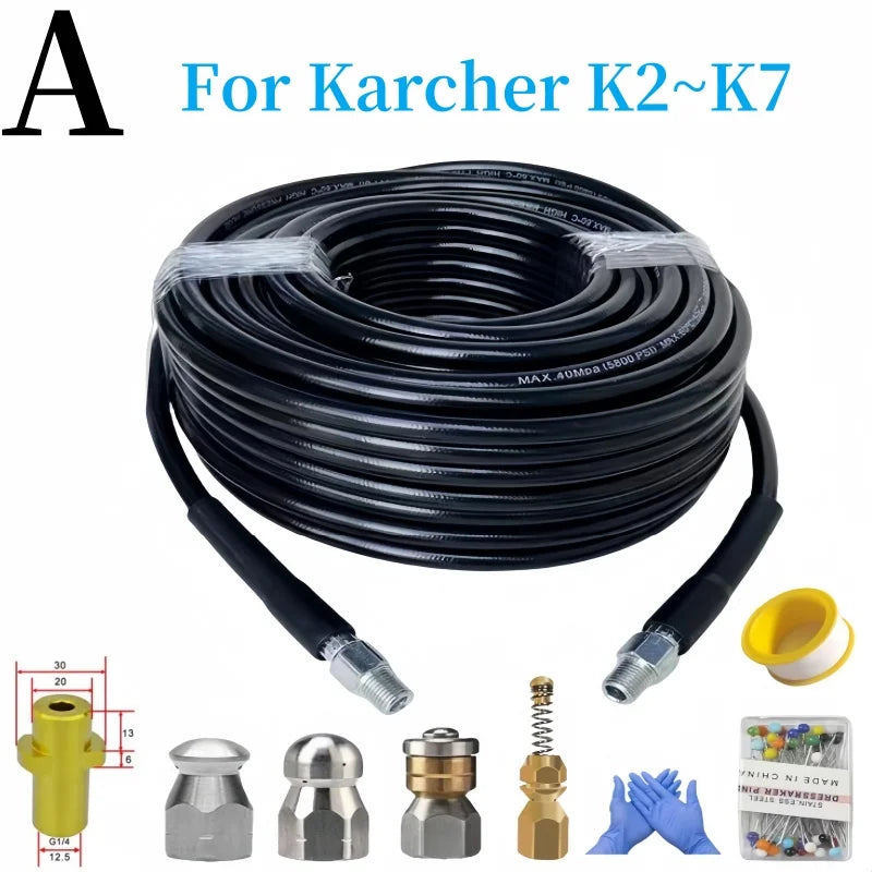 Sewer Drainage Cleaning Hose, High-Pressure Cleaning Machine Nozzle, High Pressure Hose, For Karcher Interskol Nilfisk Bosch