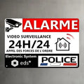 Tin Sign Video Surveillance Alarm Stickers - Set Of 8 Deterrent Stickers, Security Home, Trade, Garage, Building, Anti-Burglar