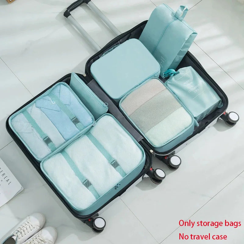 7-piece Set Travel Organizer Set Folding Storage Bags Wardrobe Cube Suitcase Packing Luggage for Clothes & Shoes