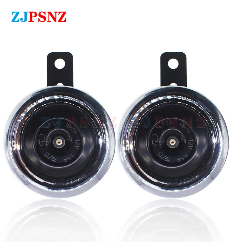 12V Motorcycle E-bkie Scooter Horn Super Loud Horn Waterproof Moped Dirt Bike Electric Vehicle Air Round Horn Motorbike 110db