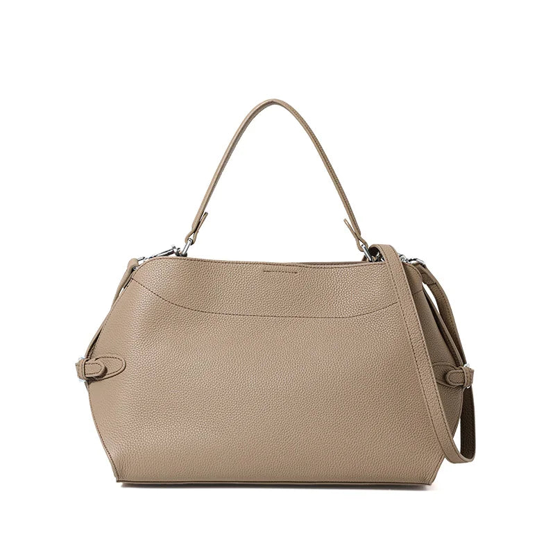 Genuine Leather Cowhide Women's Tote Bag with Design Sense - Crossbody, Single-Shoulder, Storage Bag & Wallet