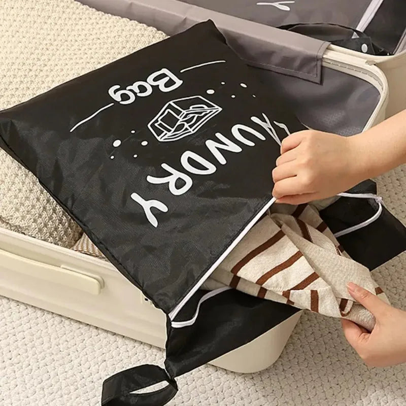 Drawstring Laundry Bag Made of Waterproof Oxford Fabric Portable Storage Pouch for Travel and Moving Tight Cord Closure Keeps