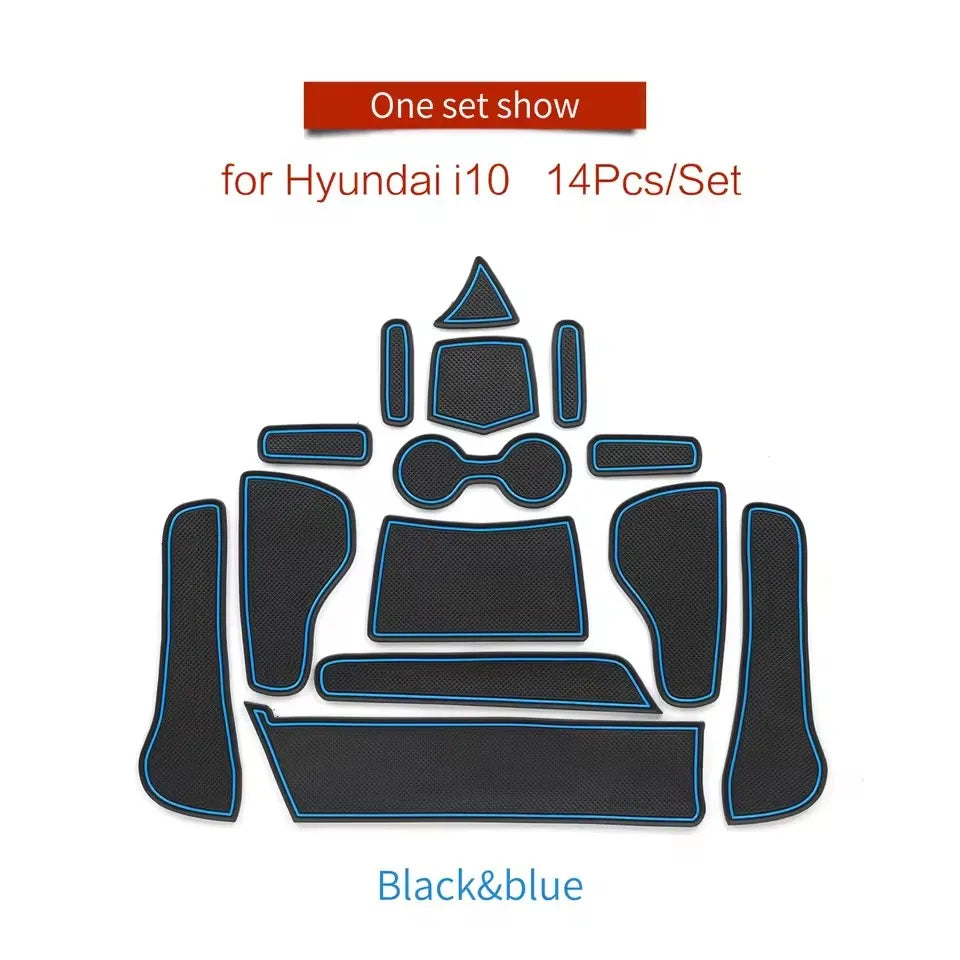 for Hyundai i10 2021 - 2023 Anti-Slip Gate Slot Cup Mat Door Groove Pad  Non-Slip Mats Coasters Car Interior Accessories