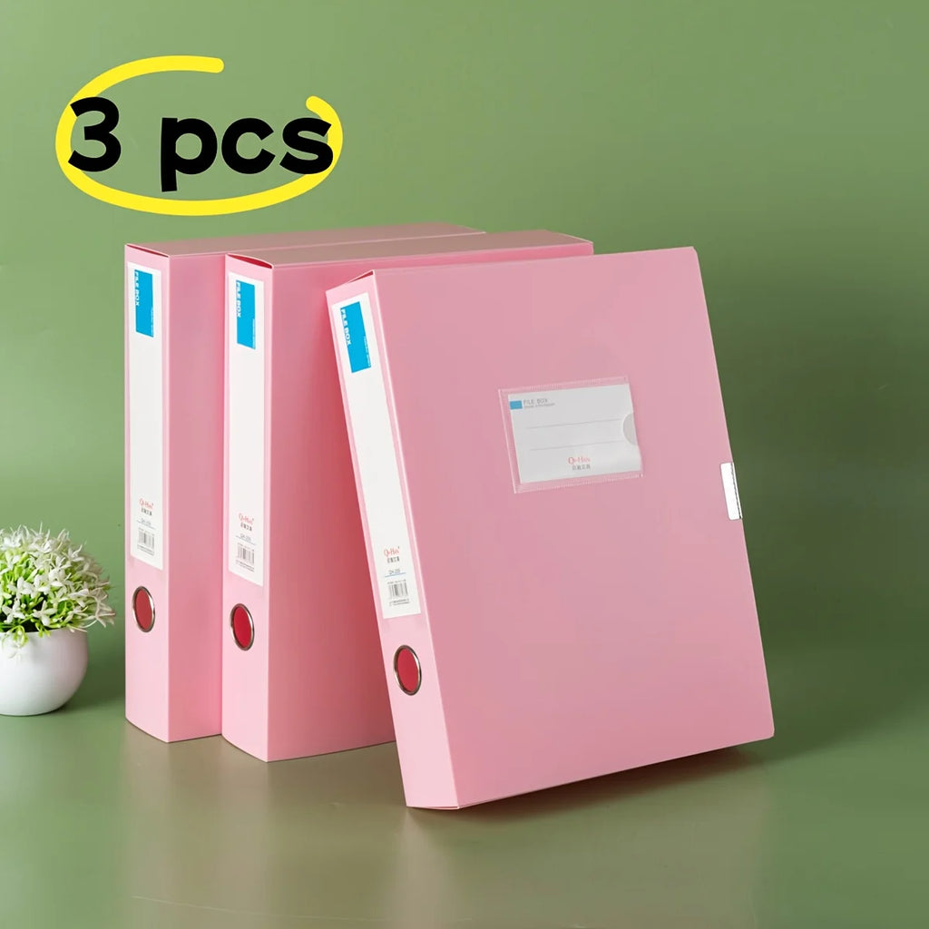 3pcs Large Capacity Plastic File Boxes for Office Use - Document, Personnel Records, Financial Accounting, and Invoice Storage