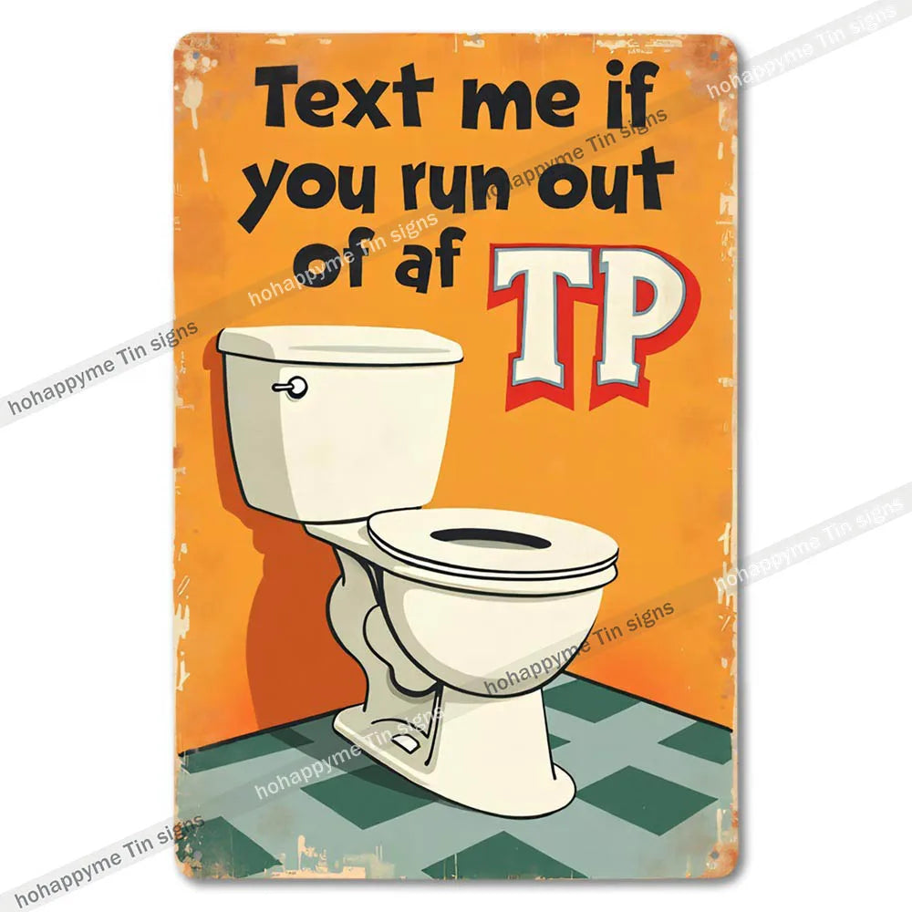 Retro Metal Tin Bathroom Signs Wall Decor for Home Restroom Vintage Toilet Humor Art Unique Gift Ideas