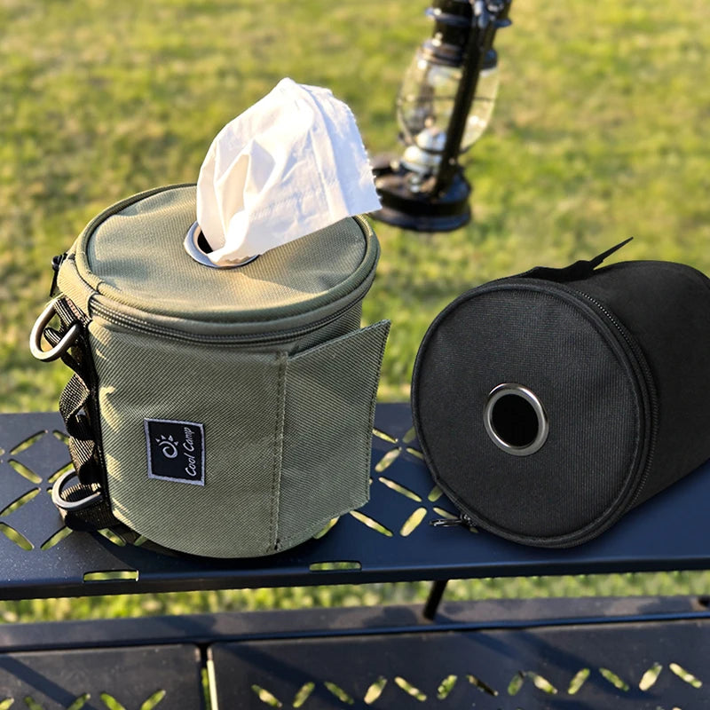WESTTUNE Outdoor Tissue Case Portable Roll Paper Storage Bag with Hook Hanging Napkin Holder Travel Toilet Paper Storage Box