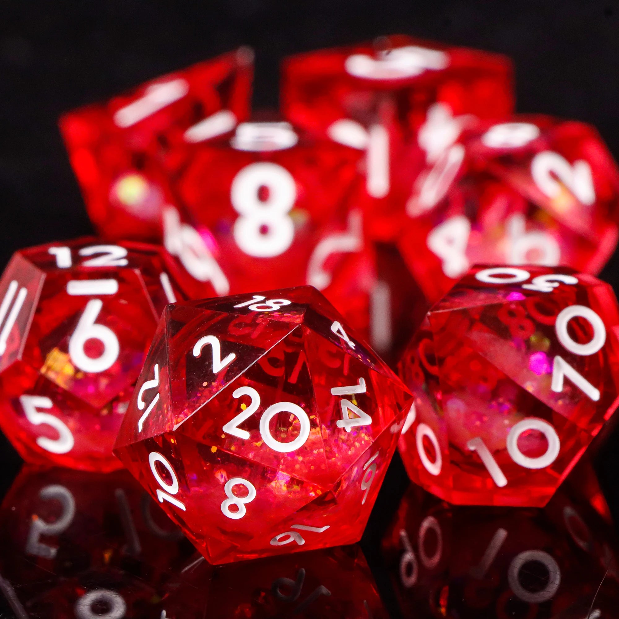 Blue Resin D&D Dice Set 7pcs Polyhedral Dice for Dungeons and Dragons, RPG Dice Role Playing Games D4, D6, D8, D10, D12, D20