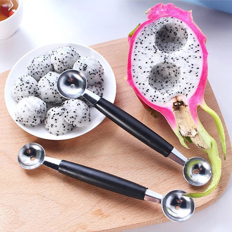 Fruit Spoon Digging Double Headed Stainless Steel Portable Multifunctional Melon Baller Scoop DIY Fruit Platter Ball Tool TMZ
