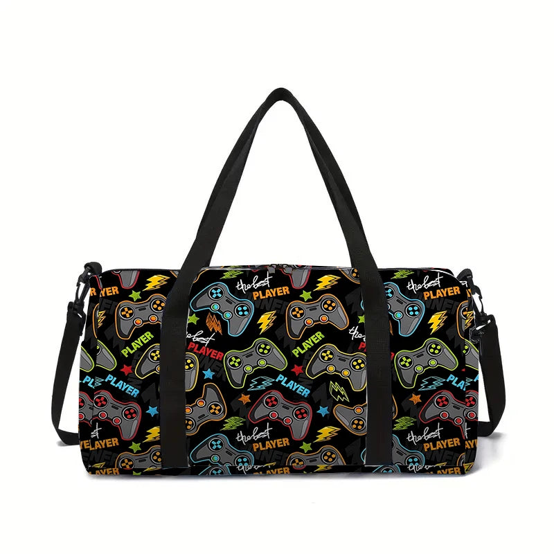 Neon Game Controller Large Capacity Luggage Bag  For Boy And Girls Best Gifts 2D Cartoon Travel Duffels Hand Bag For Children