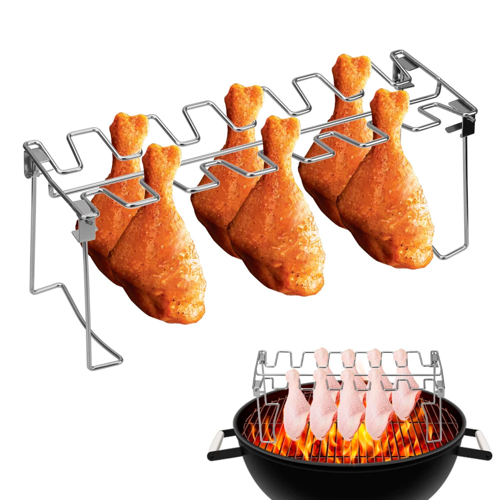 Barbecue Supplies Grilling BBQ Roast Chicken Leg Rack Non-Stick Roast Rack Chicken Wing Leg Rack Barbecue Rib Stainless Steel
