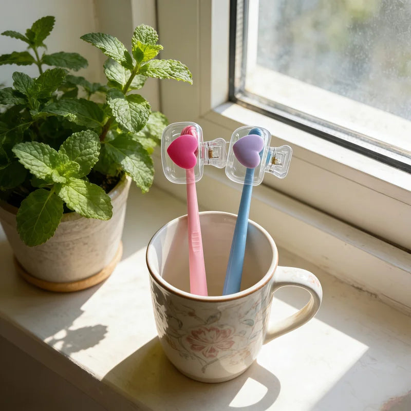 Transparent Heart-shaped Toothbrush Head Dust Cover. Household Travel Universal Toothbrush Protective Cover.Valentine's Day Gift