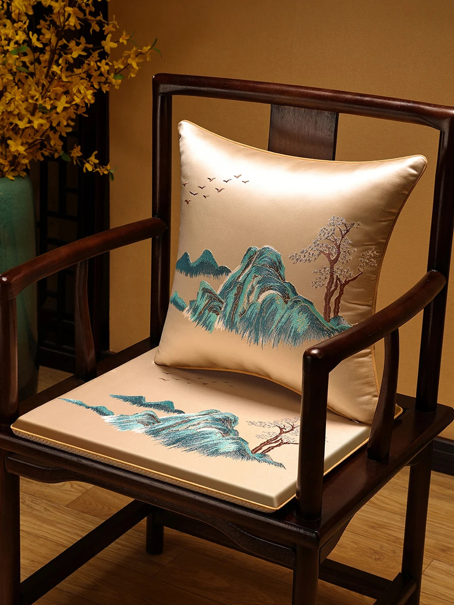 New Chinese-style Foam Chair Cushions Rosewood Sofa Cushion Cover Home Sponge Seat Cushions Embroidered Anti-slip Chair Cushions