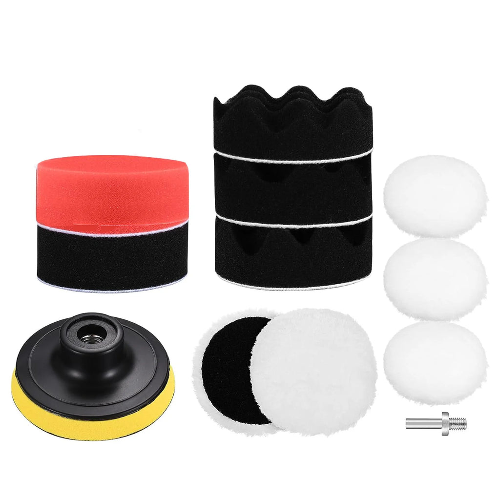 3 Inch Car Foam Drill Polishing Pad Kit 12 Pcs Sponge Pads Wool Buffing Polishing Pad for Car Polishing Waxing Cleaning