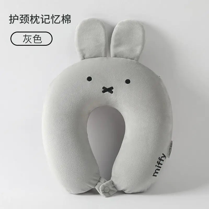 Kawaii New memory foam neck brace slow rebound U-shaped pillow travel Portable by plane high speed rail sleep Good looks Miffy