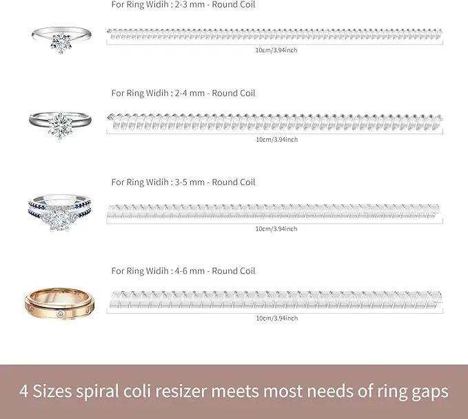 Ring Sizers for Loose Rings - 12 Pack, 4 Sizes Ring Resizer, Invisible Guards Design for Women & Men, Spacers and Tighteners, Fits Bands Up to 6mm, Reduces Size by 0.5-1.5